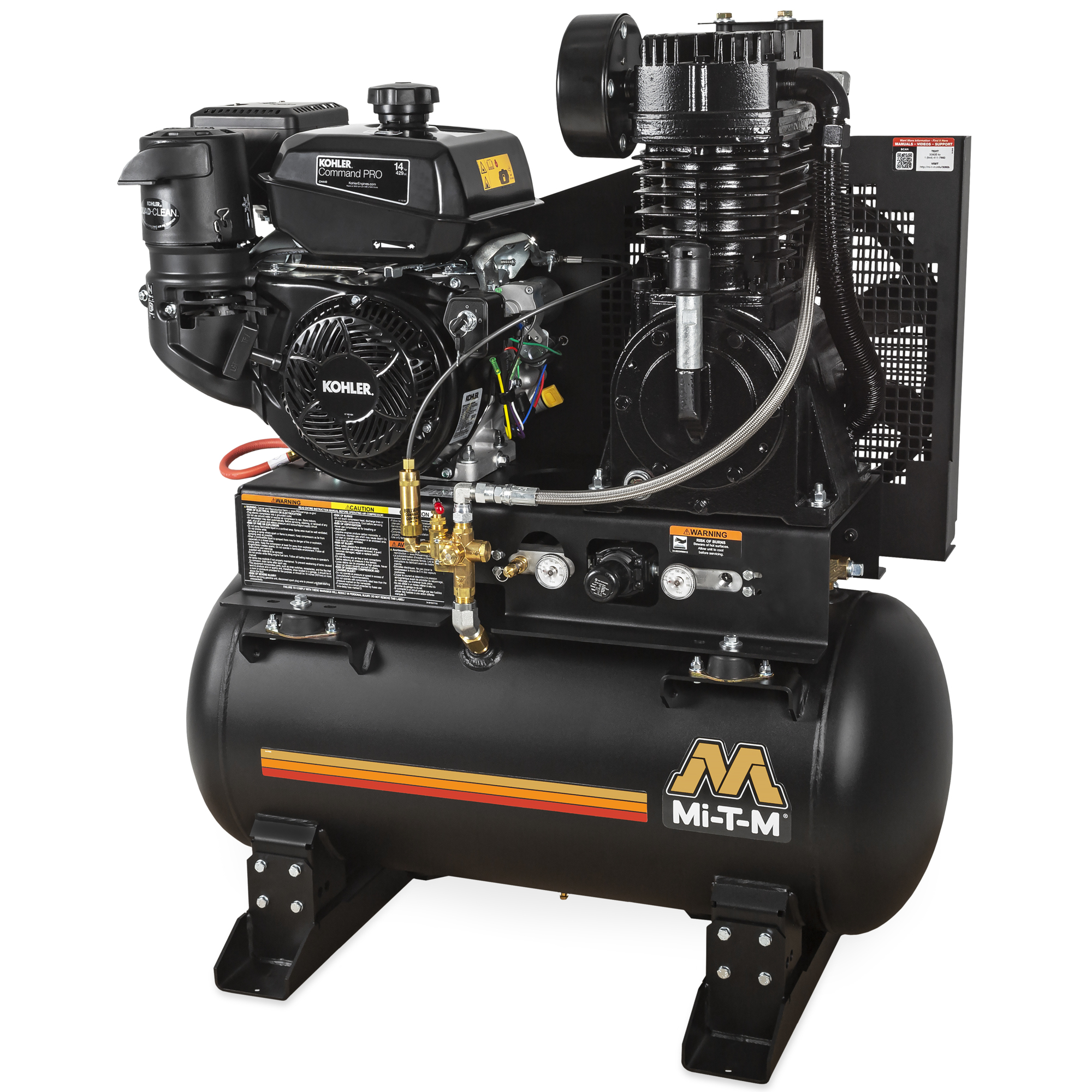 Mi-T-M Industrial Two-Stage Gasoline Belt Drive Air Compressor — 30 Gallon, Trailer-Mountable, Model# ABS-14K-30H